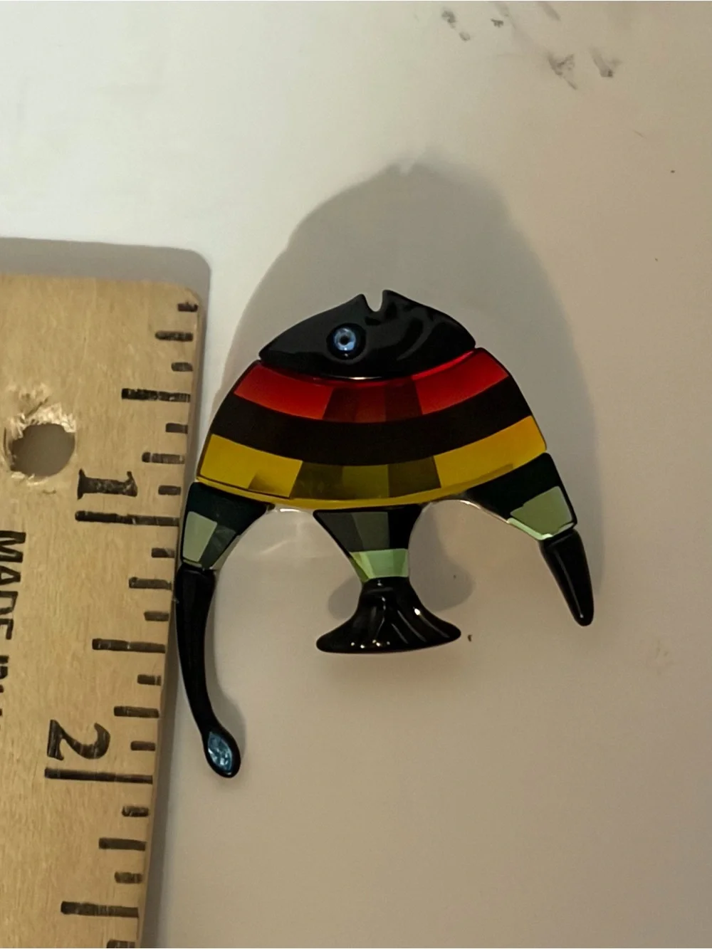 SWAROVSKI Black Exotic Calabar Rainbow Angelfish Fish Brooch Pin Retired